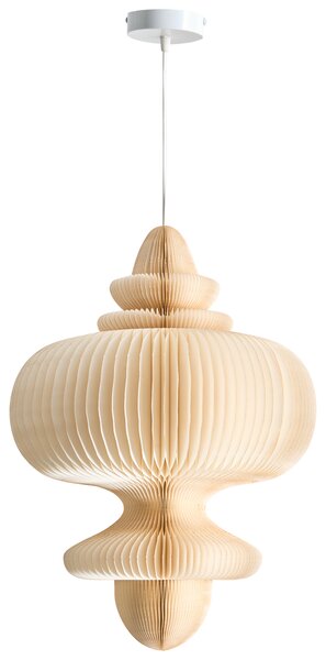 Závesná lampa béžová papierové tienidlo osvetlenie moderný štýl obývacia izba jedáleň