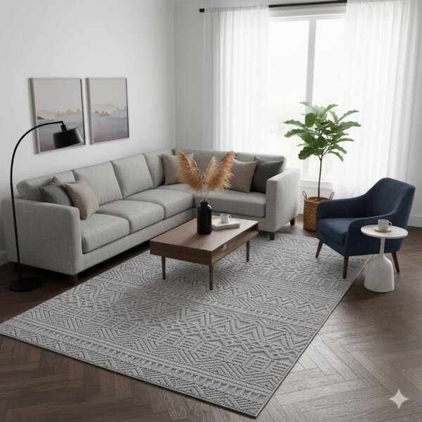 Koberec HELIX 3D Boho sivý