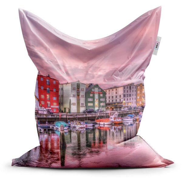 Sablio Sedací vak Farebné domčeky na pobreží - 150x100 cm