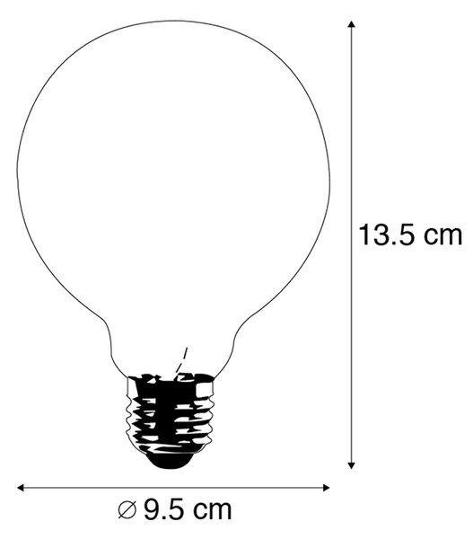 Sada 3 LED žiaroviek E27 s krúteným vláknom G95 priehľadné 5W 400lm 2200K
