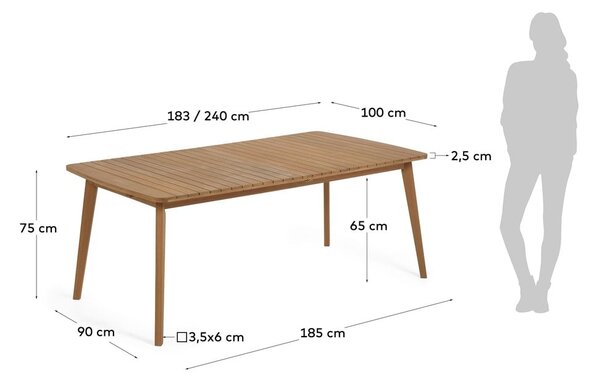 Záhradný jedálenský stôl z masívneho dreva 100x240 cm Hanzel – Kave Home