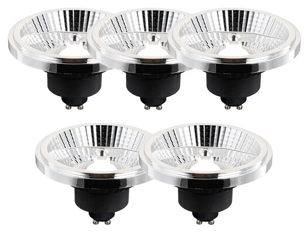 Sada 5 GU10 3-stupňových stmievateľných LED žiaroviek AR111 10W 800 lm 2700 - 3700K