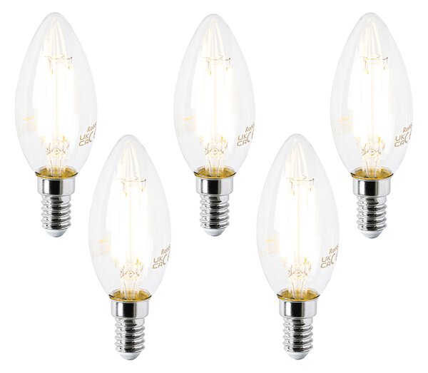 Sada 5 LED žiaroviek E14 B35 číre 2,2 W 470 lm 2700 K