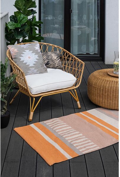 Béžovo-oranžový obojstranný vonkajší koberec z recyklovaného plastu Green Decore Bella, 80 x 180 cm