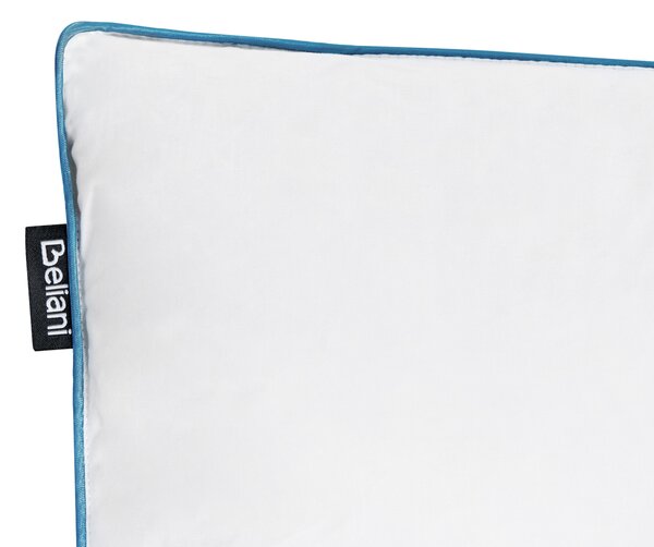 Vankúš na spanie biely nízky kačacie perie a páperie 50 x 60 cm prémiový bavlnený poťah prírodná výplň