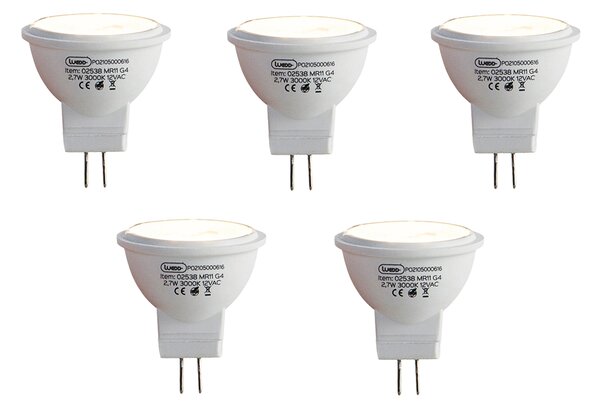 Sada 5 LED žiaroviek G4 MR11 2,7 W 210 lm 3000 K 12 V