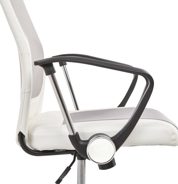 Kancelárska stolička biela sieťovina výškovo nastaviteľná otočná s opierkami ergonomický tvar moderný štýl pracovňa