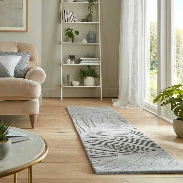 Flair Rugs, Behúň Solace Lino Leaf Grey, 60x230, šedá, chodba / predsieň