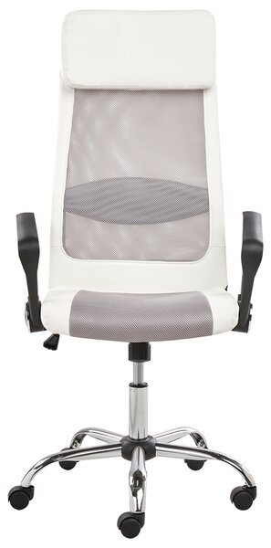 Kancelárska stolička biela sieťovina výškovo nastaviteľná otočná s opierkami ergonomický tvar moderný štýl pracovňa