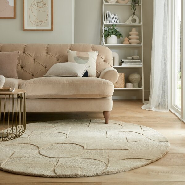 Flair Rugs , Kusový koberec Moderno Gigi Natural kruh, 160x160 (priemer) kruh, béžová, obývacia izba