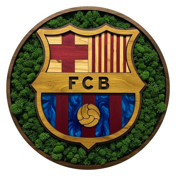 Machový drevený obraz - FC Barcelona