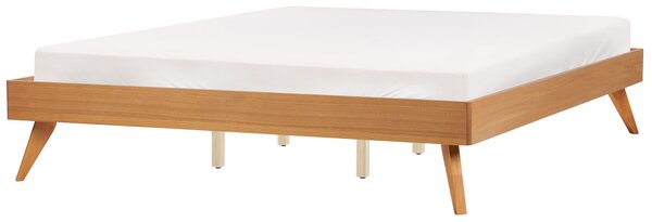 Posteľ prírodný jaseň MDF 180 x 200 cm lamelový rošt bez čela škandinávsky moderný štýl spálňa