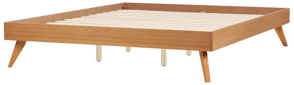 Posteľ prírodný jaseň MDF 180 x 200 cm lamelový rošt bez čela škandinávsky moderný štýl spálňa