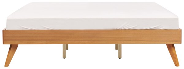 Posteľ prírodný jaseň MDF 180 x 200 cm lamelový rošt bez čela škandinávsky moderný štýl spálňa