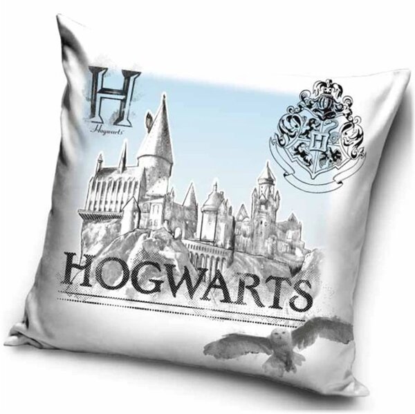 Dekoračný vankúš Harry Potter – motív Ilustrácia hradu Rokfort - 40 x 40 cm