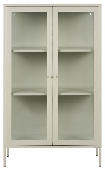 Vitrína svetlobéžová kovová oceľ 90 x 35 x 150 cm 2 dvierka sklenená predná a bočná časť skrinka moderný štýl kancelária
