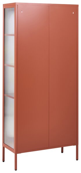 Vitrína zlatohnedá oceľ sklo 35 x 80 x 181 cm práškové lakovanie s dvierkami na nožičkách moderný industriálny štýl obývačka kancelária