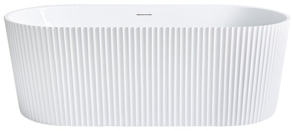 Voľne stojaca vaňa matná biela akrylátová 169 x 80 cm oválna drážkovaná povrchová úprava moderný štýl kúpeľňa