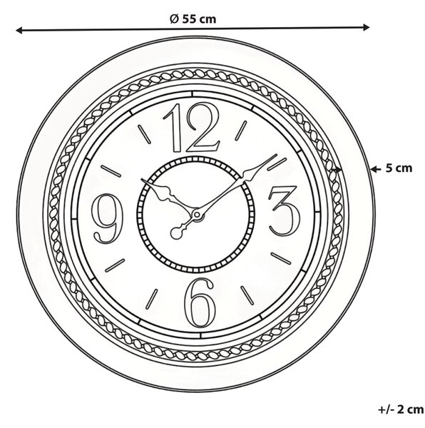 Okrúhle nástenné hodiny čierny rám 55 cm rímske číslice klasický dizajn bytové doplnky obývačka spálňa