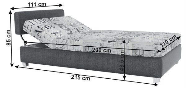 KONDELA Polohovacia váľanda, tmavosivá/vzor, DOMEN NEW