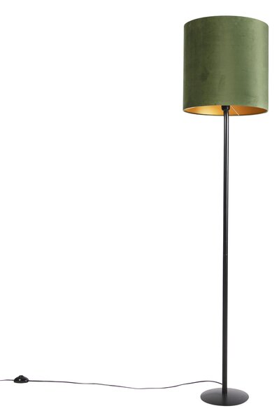 Botanická stojaca lampa čierna so zeleným tienidlom 40 cm - Simplo