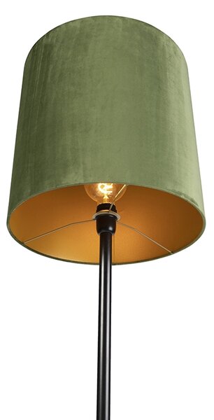 Botanická stojaca lampa čierna so zeleným tienidlom 40 cm - Simplo