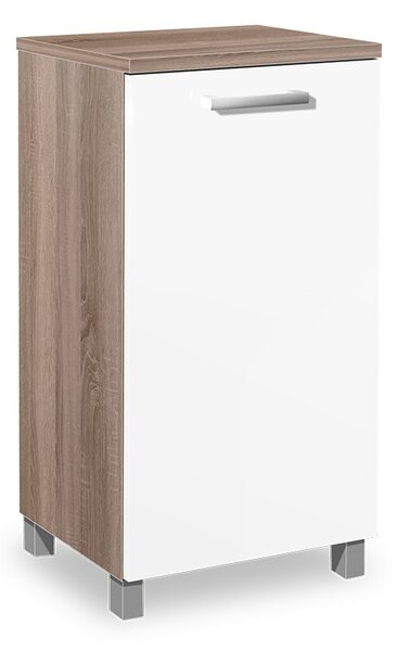 Kúpeľňová skrinka s košom na bielizeň K18 farba korpusu: Dub sonoma tmavý, farba dvierok: Bielé lamino