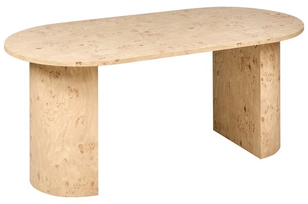 Jedálenský stôl hnedý efekt koreňovej kresby dreva 180 x 90 cm MDF oválny tvar moderný škandinávsky štýl kuchyňa jedáleň