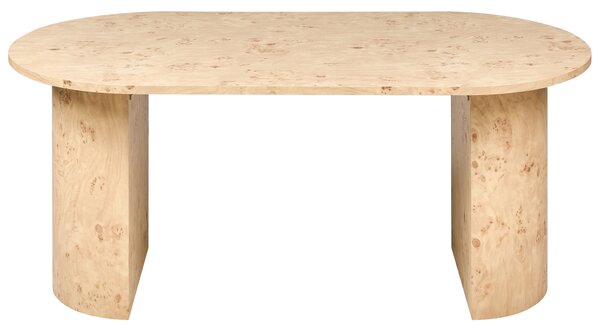 Jedálenský stôl hnedý efekt koreňovej kresby dreva 180 x 90 cm MDF oválny tvar moderný škandinávsky štýl kuchyňa jedáleň
