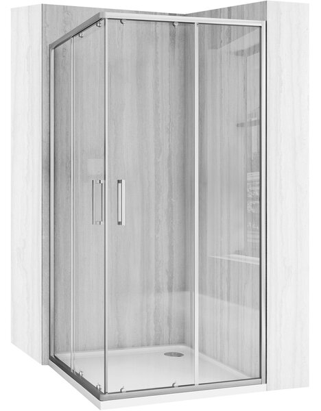 Rea City, sprchovací kút s posuvnými dverami 90x90cm + biela sprchová vanička, KPL-E0054