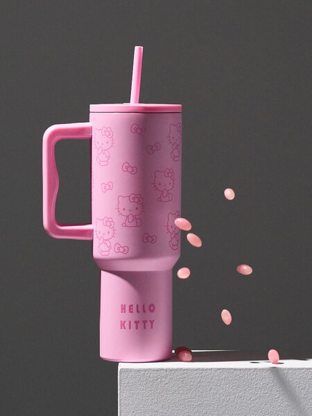 Sinsay - Termohrnček s rukoväťou a slamkou Hello Kitty - viacfarebná