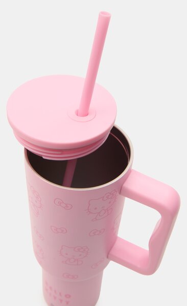 Sinsay - Termohrnček s rukoväťou a slamkou Hello Kitty - viacfarebná