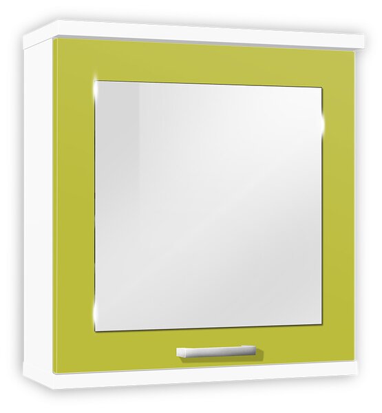 Kúpeľňová skrinka so zrkadlom K28 farba korpusu: Bielý, farba dvierok: Lemon lesk