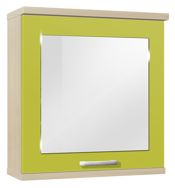 Kúpeľňová skrinka so zrkadlom K28 farba korpusu: Agát, farba dvierok: Lemon lesk