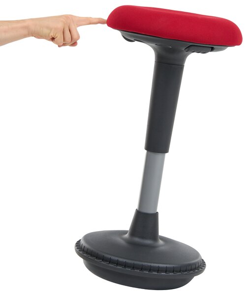 Balančná kancelárska stolička červená látkové čalúnenie kovový rám nastaviteľná výška bez operadla moderný štýl kancelária