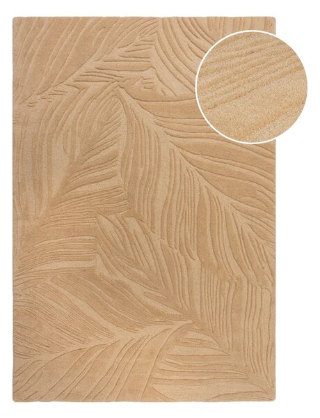 Svetlohnedý vlnený koberec Flair Rugs Lino Leaf, 160 x 230 cm