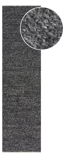 Tmavosivý ručne tkaný behúň s prímesou vlny 60x230 cm Minerals – Flair Rugs