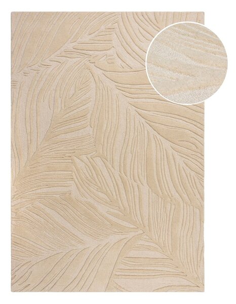 Béžový vlnený koberec Flair Rugs Lino Leaf, 160 x 230 cm