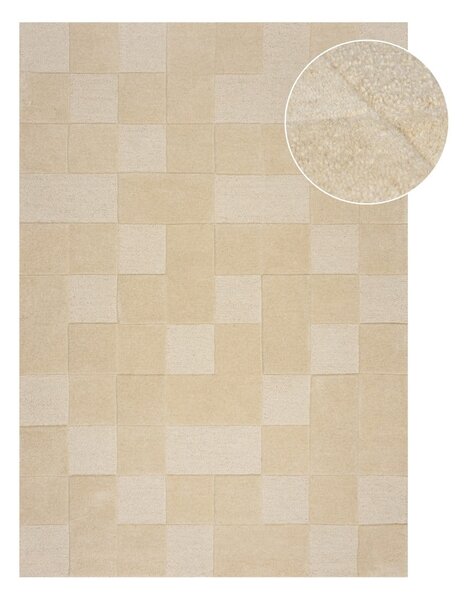 Béžový vlnený koberec 230x160 cm Checkerboard - Flair Rugs