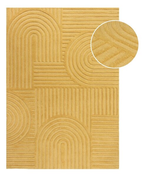 Žltý vlnený koberec Flair Rugs Zen Garden, 160 x 230 cm