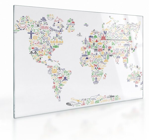 Sklenený obraz - Obrázková mapa (70x50 cm)