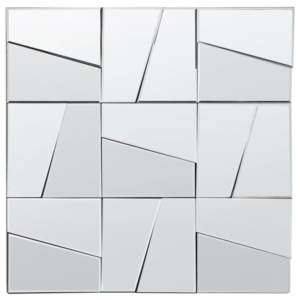 Nástenné zrkadlo strieborné sklo a MDF 80 x 80 cm štvorcové moderný štýl obývacia izba chodba