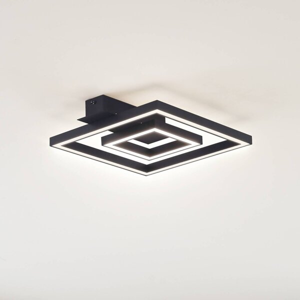 Lindby LED stropné svietidlo Madamo, čierne, 30 cm, 3000K, hliník, Čierna, Obývacia izba / jedáleň, Hliník, Moderný, Stropné svetlo