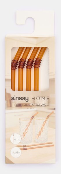 Sinsay - Súprava sklenených slamiek s čistiacou kefkou 5 pack - viacfarebná