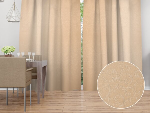 Biante Dekoračný záves TF-092 Ornamenty - béžová light 150x140 cm
