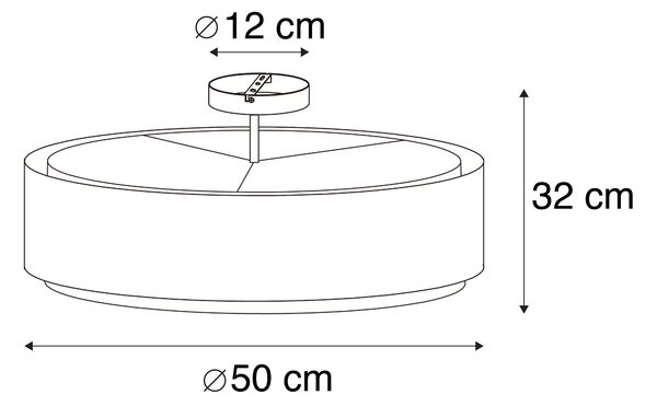 Inteligentné stropné svietidlo hnedé s bielym 50 cm 3-svetlá vrátane 3 Wifi A60 - Drum Duo