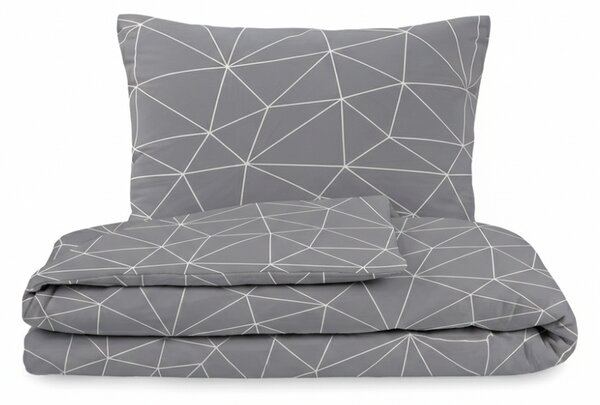 Kvalitex Bavlnené obliečky Nordic Grid sivá, 140 x 220 cm, 70 x 90 cm
