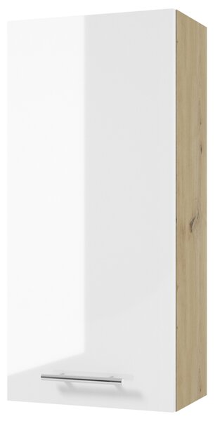 Závesná skrinka SANTINO dub artisan/biela vysoký lesk