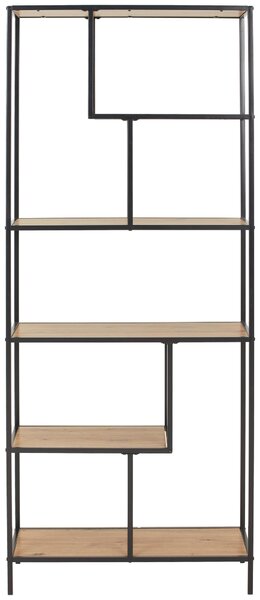 REGÁL, čierna, farba duba, železo, 77/185/33 cm Xora - Regály
