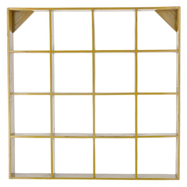Nástenná polica z recyklovaného dreva Bekka Yellow 70x70 cm
